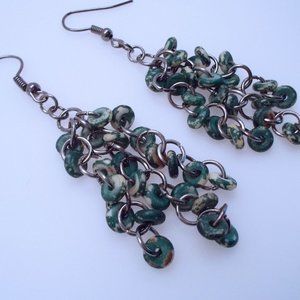 Earrings - Nature's Way - Green and Cream Disks